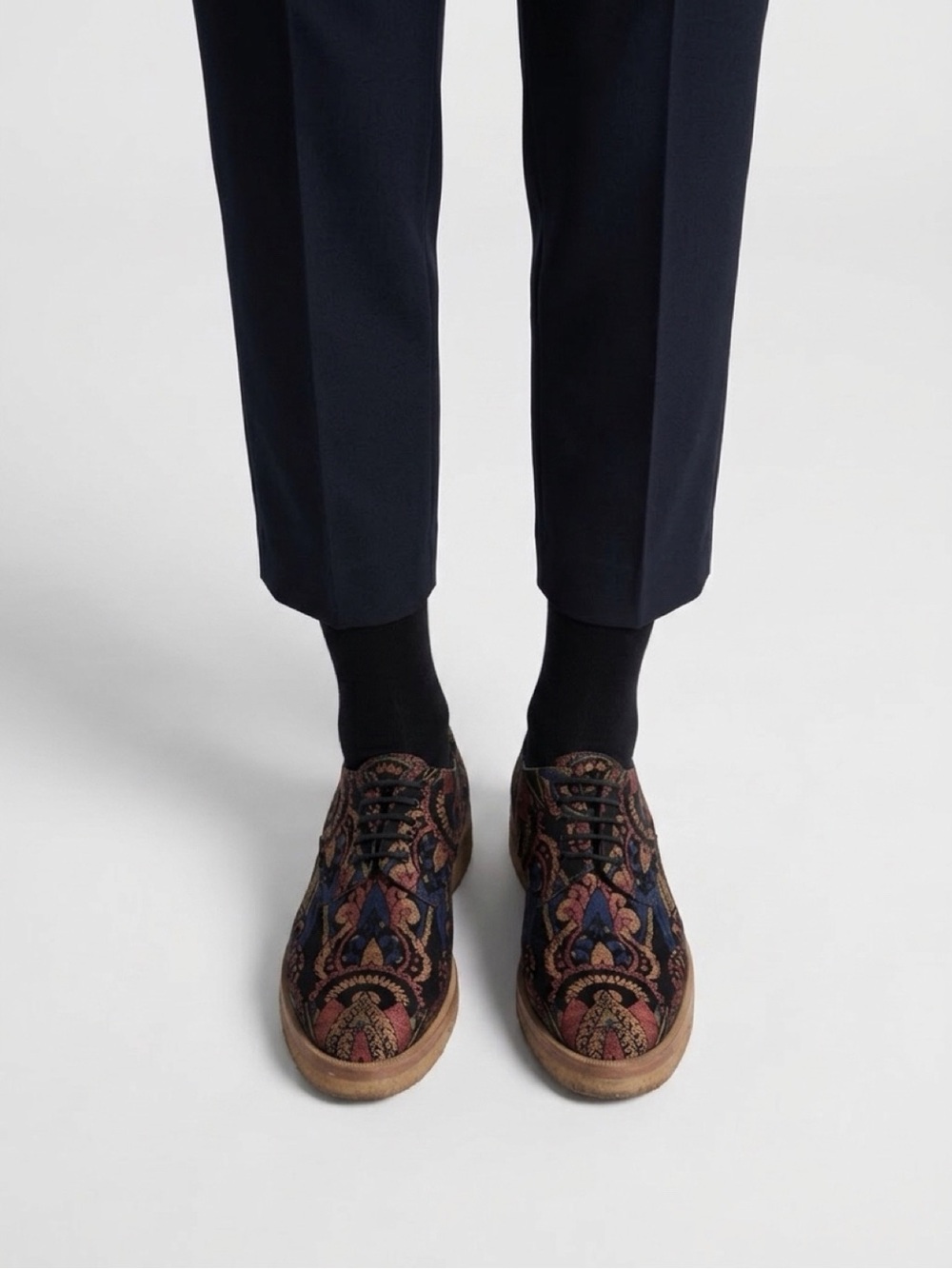Dries Van Notten jacquard printed oxfords platforms 7.5/37.5 made in Italy